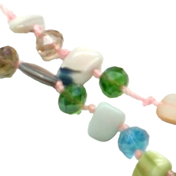 MOP + Faceted Pastel Multi-colored Beaded Necklace - Picture 5 of 15